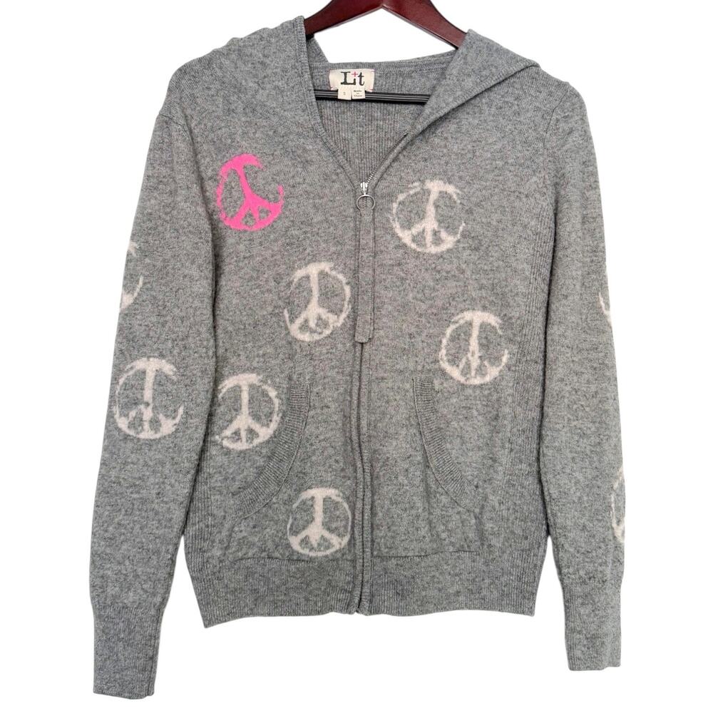 LABEL+THREAD Cashmere Wool Peace Out Zip Up Hoodie | Size Small - Picture 4 of 8